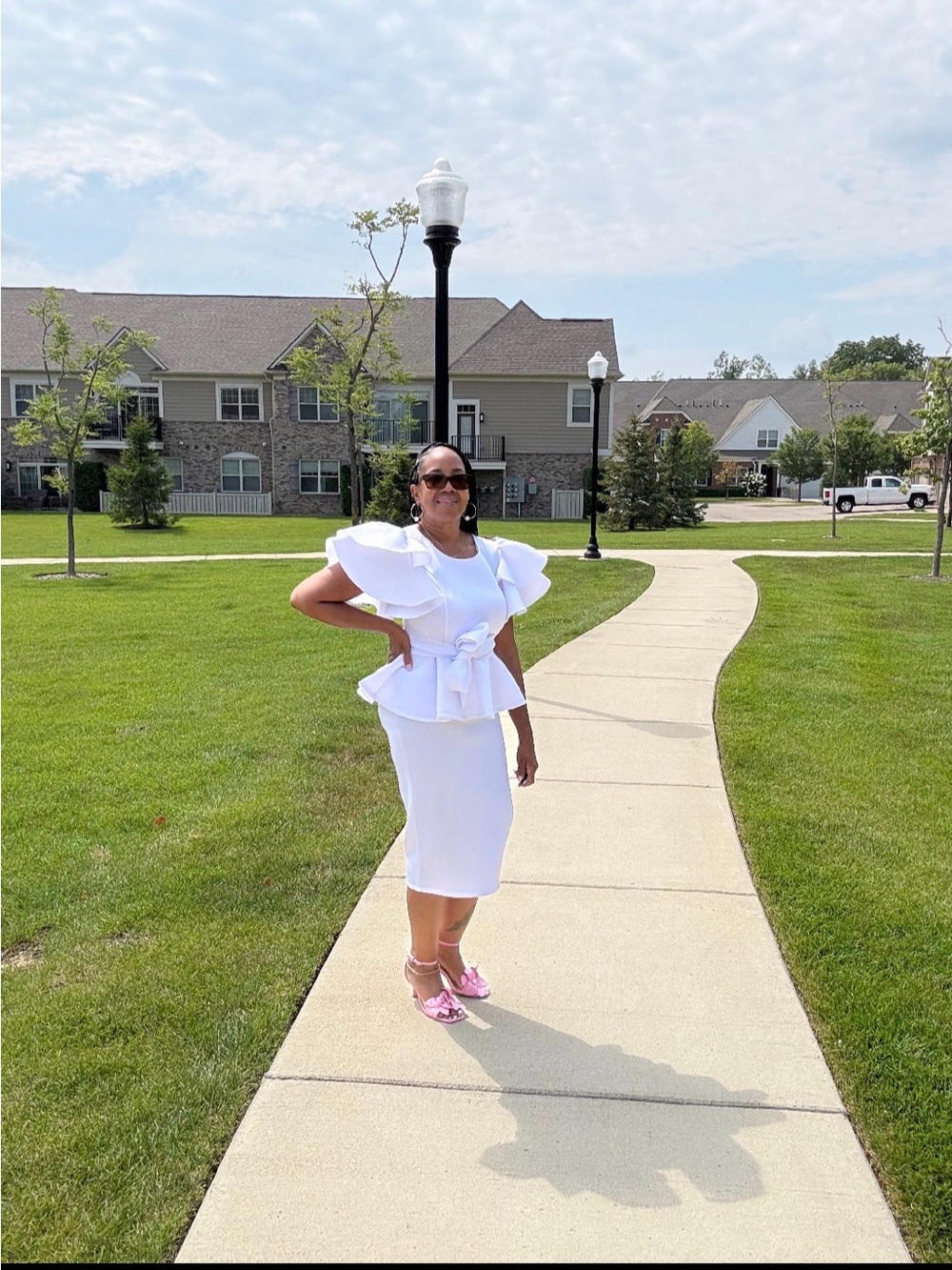 Elegant White Peplum Pencil Skirt Set - Women's Formal Skirt